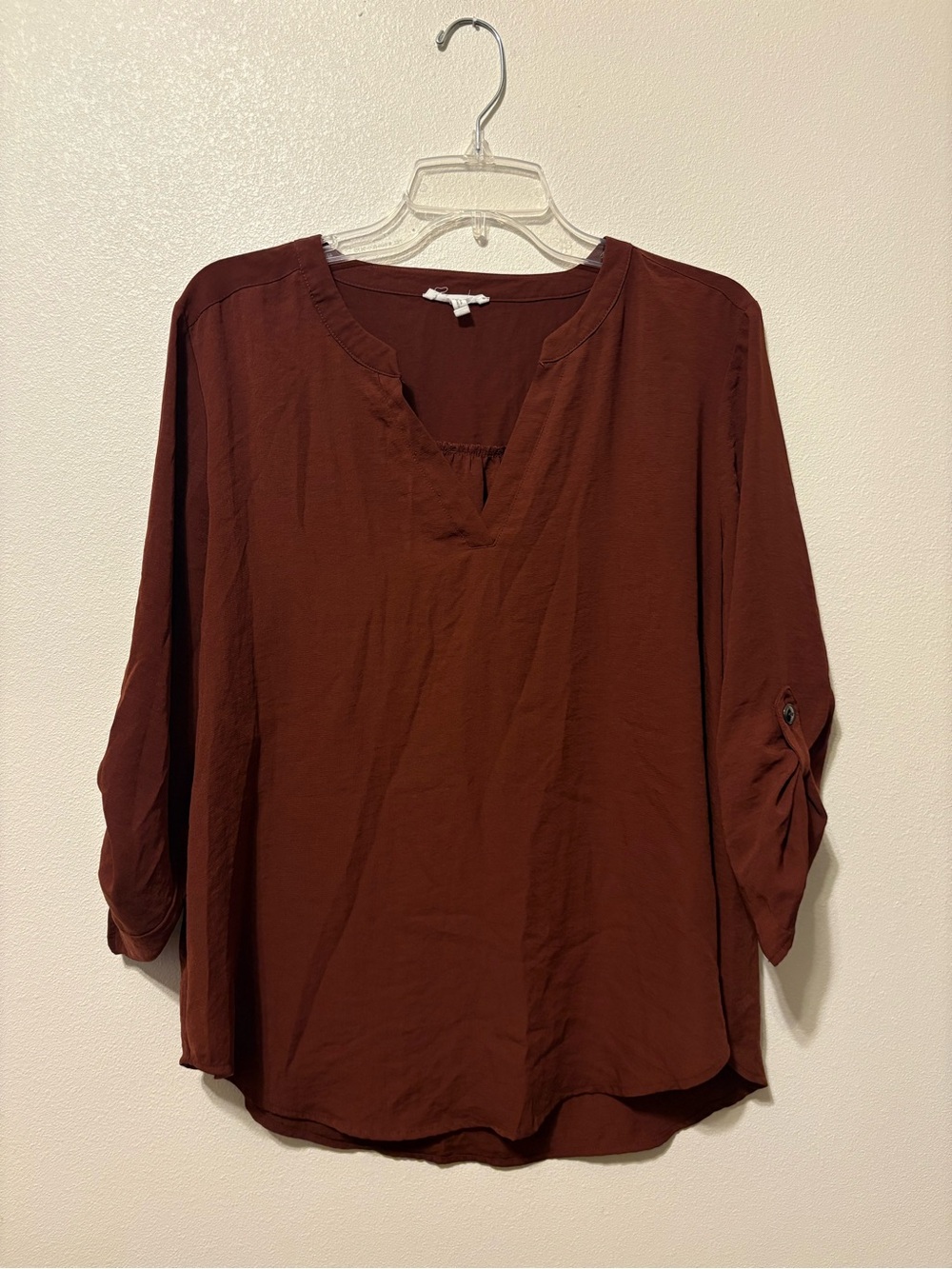 Maurices Rust Brown V-Neck Roll-Tab Tunic